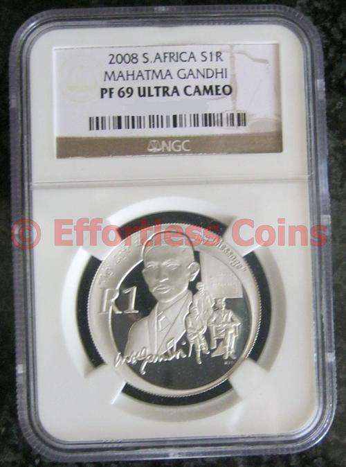 2008 - MAHATMA GHANDI PROTEA R1 - NGC GRADED PF69 ULTRA CAMEO