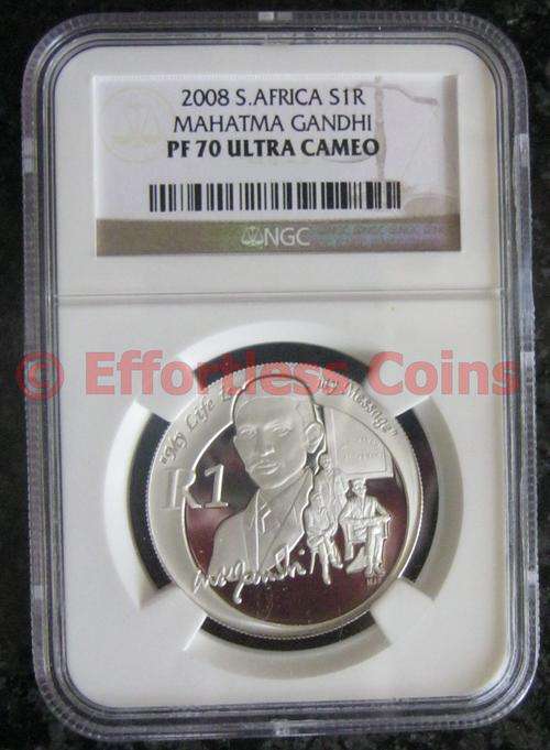 2008 - MAHATMA GHANDI PROTEA R1 - NGC GRADED PF70 ULTRA CAMEO