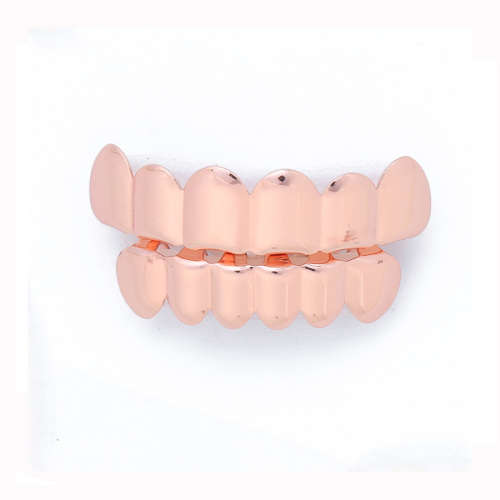 Teeth Grillz Hip Hop Classic Rose Gold Plated Upper & Lower Grillz