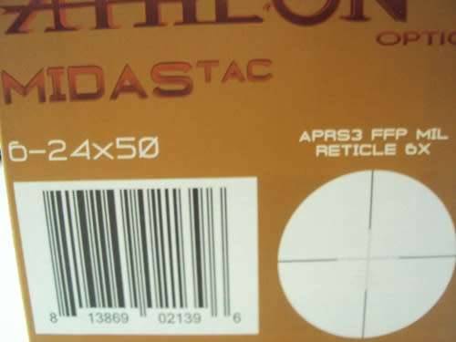 Athlon Midas TAC 6-24x50 First Focal Plane Rifle Scope (Athlon Life Time Warranty)