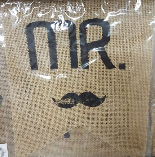 REDUCED TO CLEAR! Sackcloth Mr/Mrs sign. View other clearance auctions!
