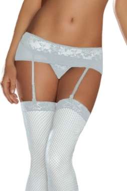 SPECIAL!!! IN STOCK! Gorgeous white mesh garters & g-string. Size XL!!View other clearance auctions!