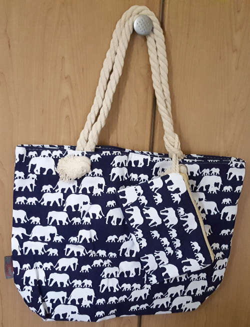 Original Cotton Road Bag- Blue elephants