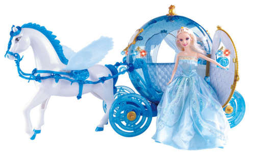 Gorgeous Princess doll with HUGE carriage set- lights and music!!. Horse can walk. PERFECT GIFT.