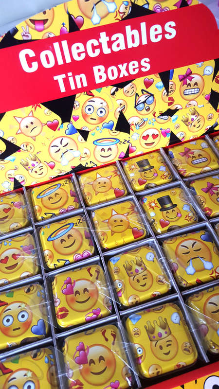 Collectible tins- EMOJI . 10 TINS PER BID. High quality individually wrapped- perfect for re-selling