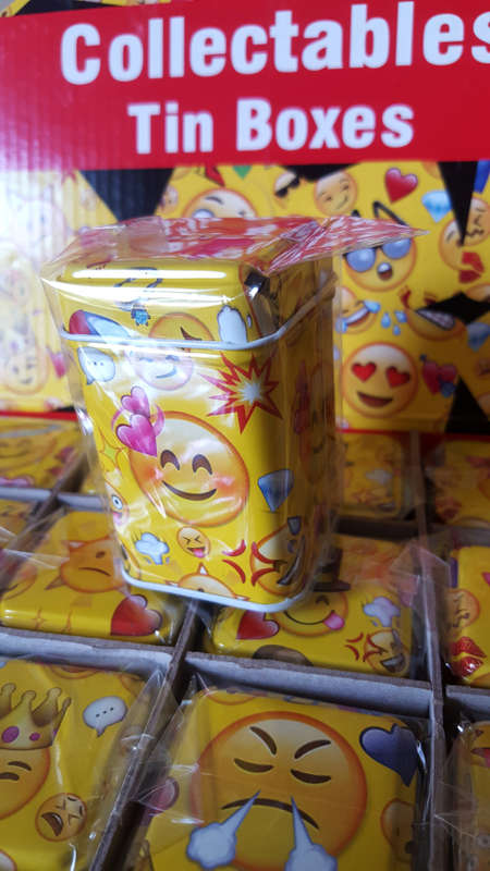 Collectible tins- EMOJI . 10 TINS PER BID. High quality individually wrapped- perfect for re-selling