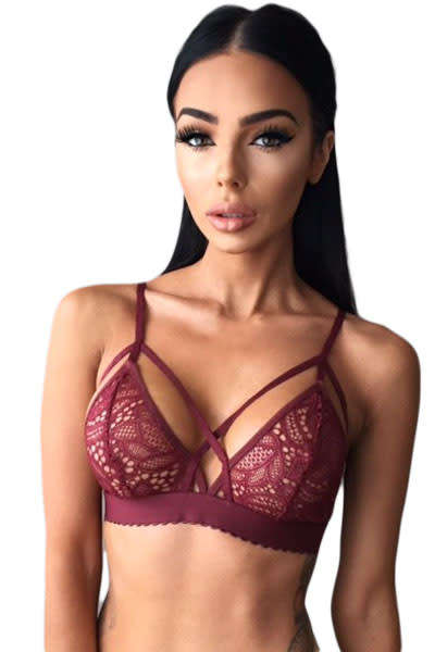 Burgundy Strappy Harness Bralette. Size M.