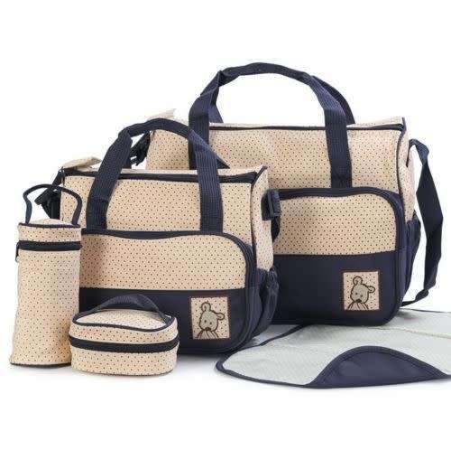 5 Piece everything-you-need Baby Diaper Nappy Changing Bag- Navy Blue
