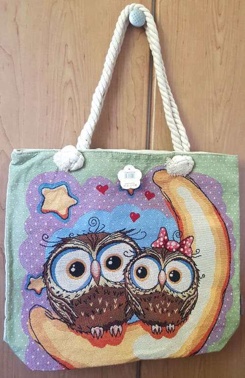 Gorgeous Original Big Cotton Road Bag- Owls