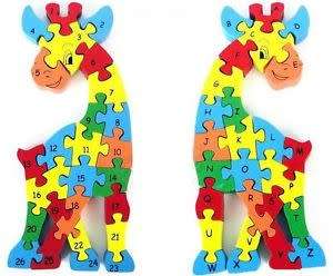 Wooden Giraffe 3D Puzzle. Learn Alphabet & Numbers- Children`s Educational Toys (Cheapest on BoB)