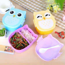 SET OF 4. Cute owl Tupperware/Lunch Box. One-of-a-kind!!