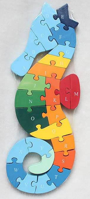 Educational Wooden Puzzle | Learn Letters & Numbers | Sea Horse