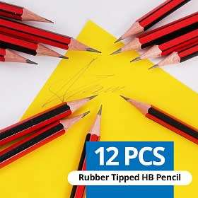 12 Grey HB Rubber Tipped Pencils | Back to School Savings
