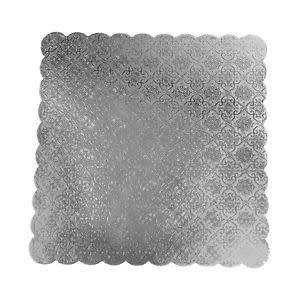 3 Piece Scalloped Silver Square Cake Boards