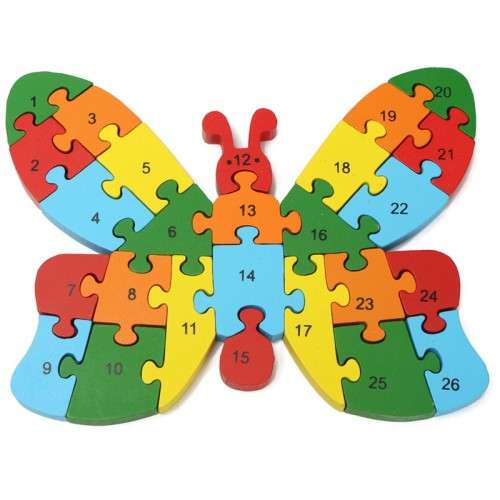 Educational Wooden Puzzle | Learn Letters & Numbers | Butterfly