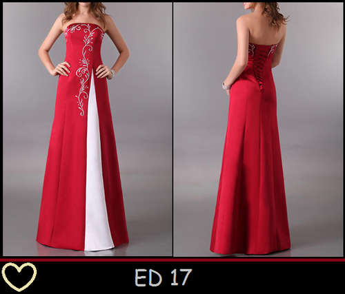BEAUTIFUL RED AND WHITE SATIN EVENING DRESS!