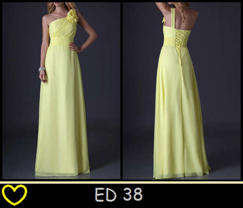 BEAUTIFUL LEMON CHIFFON EVENING DRESS!