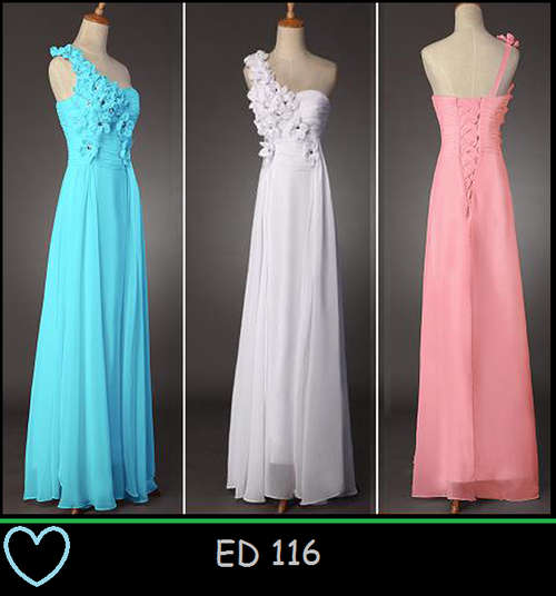 BEAUTIFUL ONE SHOULDER WHITE/PINK/PALE TURQUOISE BRIDESMAID DRESS!!!