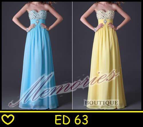 BEAUTIFUL BLUE/YELLOW CHIFFON BRIDESMAID DRESS!