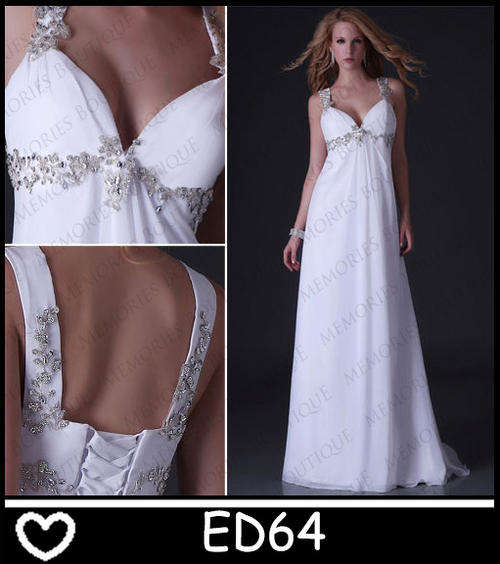 BEAUTIFUL WHITE CHIFFON WEDDING DRESS!