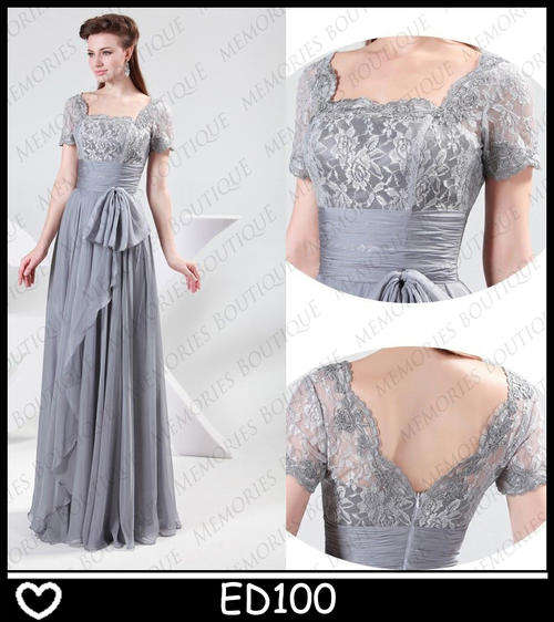 STUNNING GREY CHIFFON AND LACE MOTHER OF THE BRIDE DRESS!!!