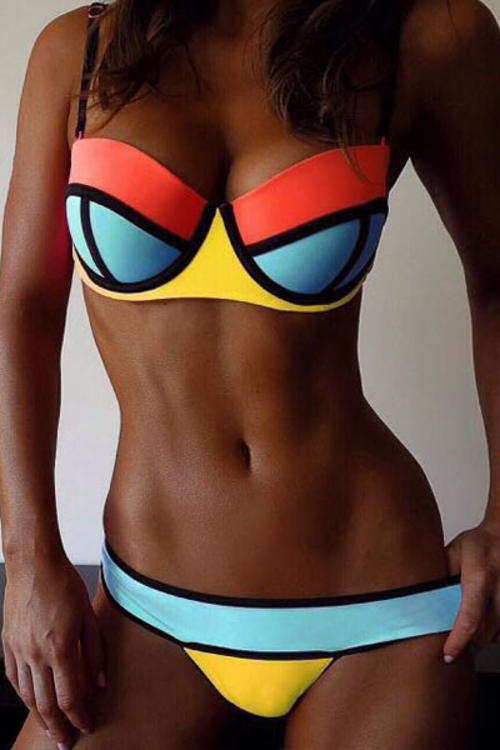 Popular Block Bikini Set