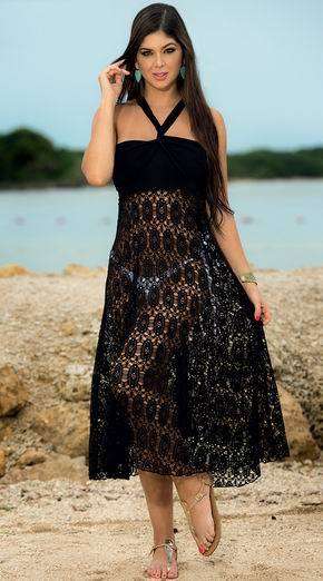 STUNNING black crochet beach cover. Size 30/32