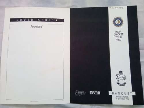 India Cricket Tour Team to South Africa - All original ink signitures
