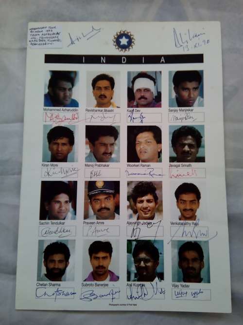 India Cricket Tour Team to South Africa - All original ink signitures