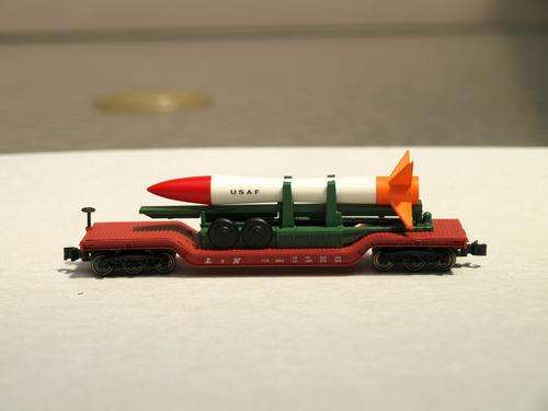 N Scale 52' Center Depressed Flat Cars with Missiles