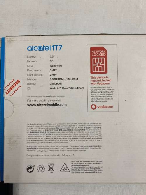 **BARGAIN BUY**AS NEW ALCATEL 1T7 7` 3G TABLET IN BOX - WORTH R1500 -GRAB IT @ JUST R799!!!!!