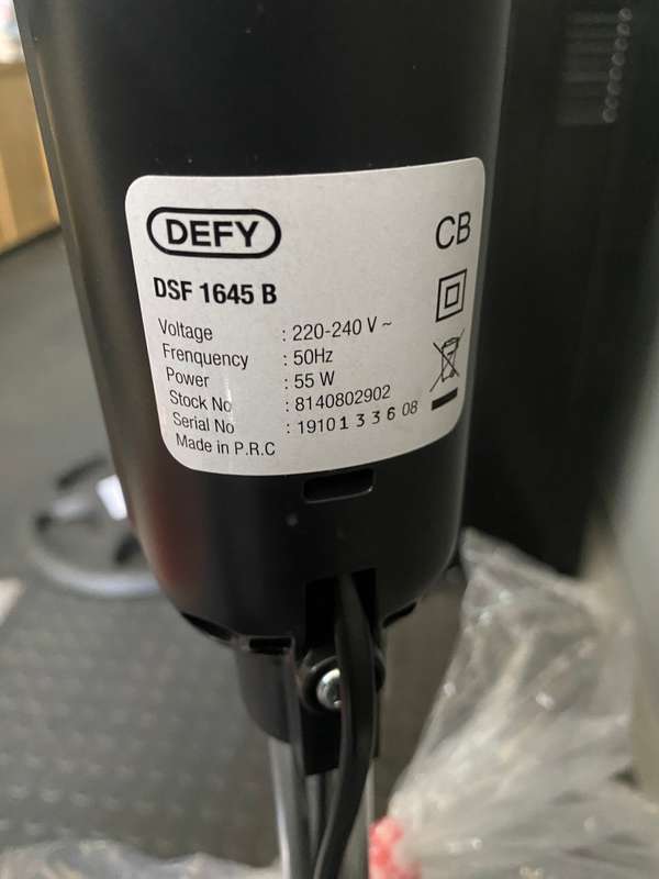 Defy DSF1645B 55W Black Stand Fan