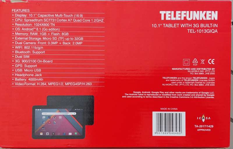 Telefunken 10.1` Tablet TEL-1013GIQA
