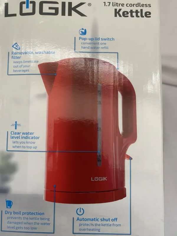 LOGIK 1.7LITRE CORDLESS KETTLE (red)