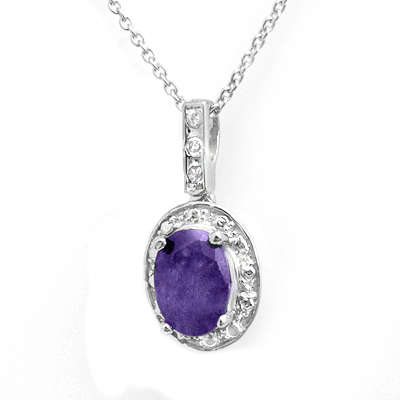 Certified 1.02ct Tanzanite & Diamond Pendant 14K White Gold