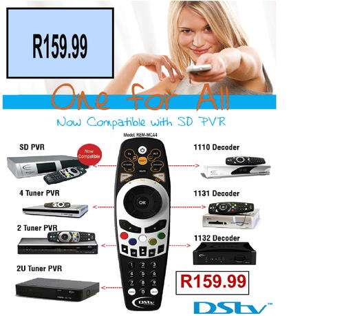 R159.00 DSTV REMOTE CONTROL ""COMPATIBLE WITH ALL DECODERS"""