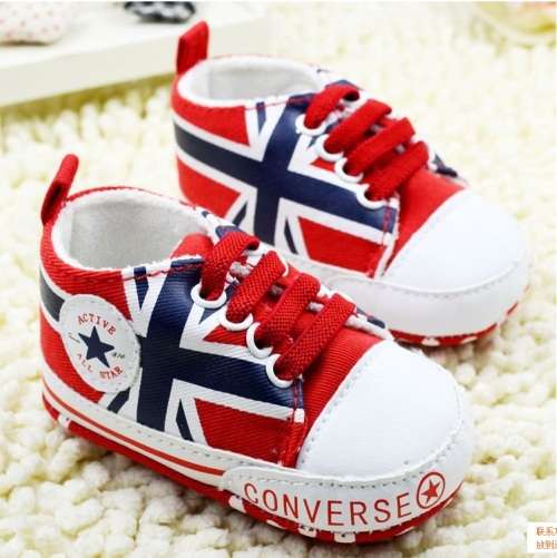ALL STAR CONVERSE BRANDED BABY SHOES.(union Flag Design)