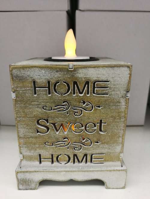Flameless Candle  Wooden Cutout Brown 2pcs LED Stand Gallery of Light Accent R45 EACH *6 UNITS