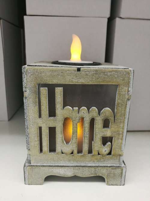 Flameless Candle  Wooden Cutout Brown 2pcs LED Stand Gallery of Light Accent R45 EACH *6 UNITS