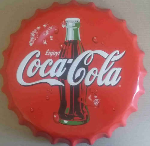 Cocacola metal signs,bottle cap shaped R100 EACH * 6 UNITS