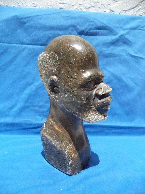 Artful Stone Bust of an African Male