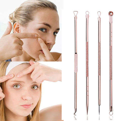 4Pcs/set Pimple Blemish Blackhead Comedone Acne Extractor Remover Tools Needles