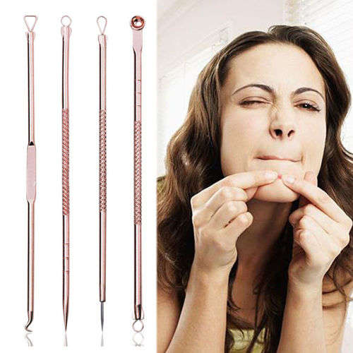 4Pcs/set Pimple Blemish Blackhead Comedone Acne Extractor Remover Tools Needles