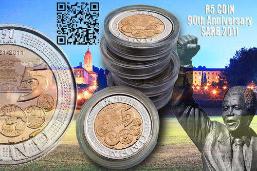 South Africa R5 Bi-Metal '90th Anniversary' Reserve Bank 2011 UNC ** Encapsulated ** Un-circulated