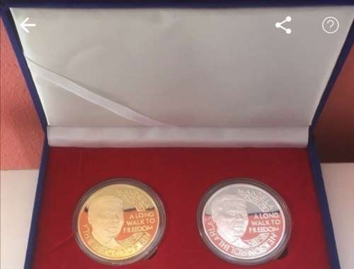 Mandela plated gold & silver freedom set