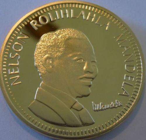 1oz 24K .999 GOLD CLAD NELSON MANDELA SOUTH AFRICA 10 YEARS FREEDOM Bullion Coin