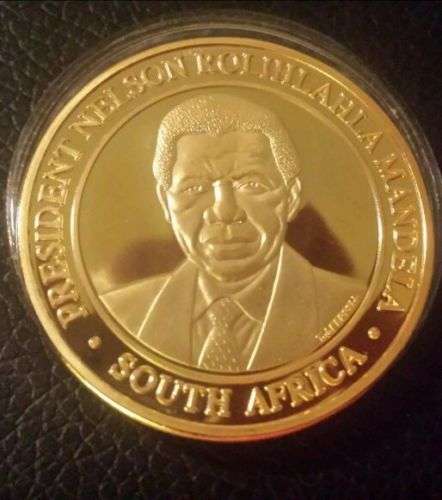 1oz 24K .999 PURE GOLD CLAD NELSON MANDELA bullion Coin SOUTH AFRICA - NEW