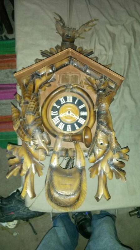 Antique black forest cuckoo clock  !Hunters !Stunning! Rare !
