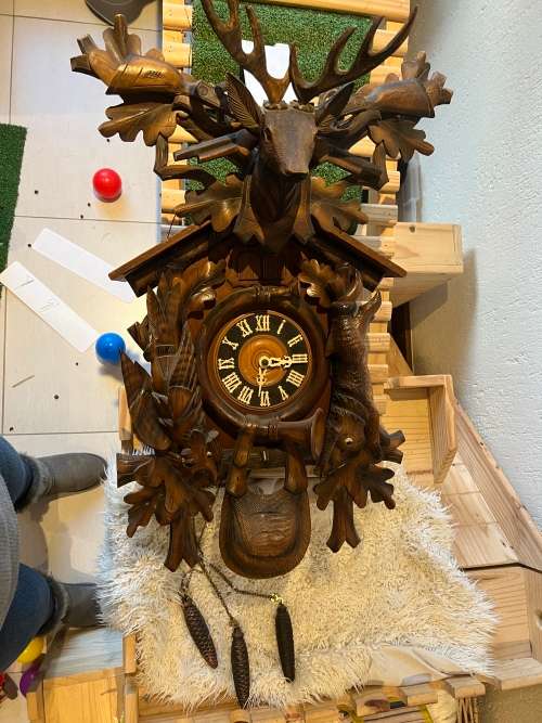 Antique black forest cuckoo clock  !Hunters !Stunning! Rare !