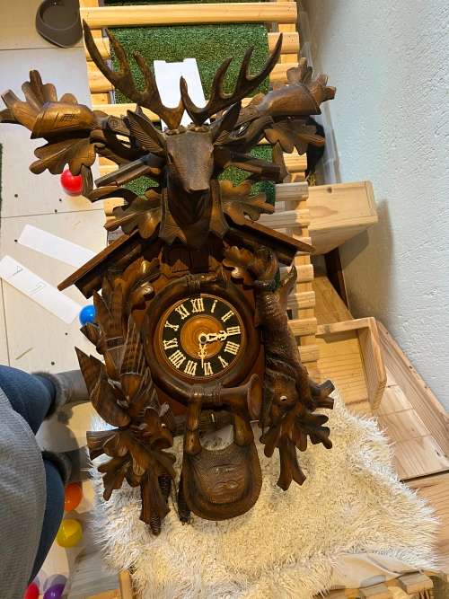 Antique black forest cuckoo clock  !Hunters !Stunning! Rare !